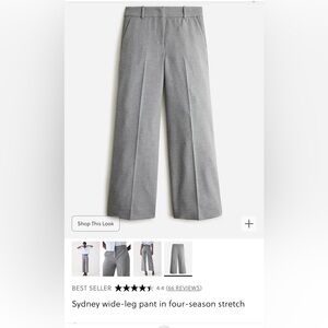 J. Crew Sydney wide-leg pant in four-season stretch; Heather Graphite; Size 22